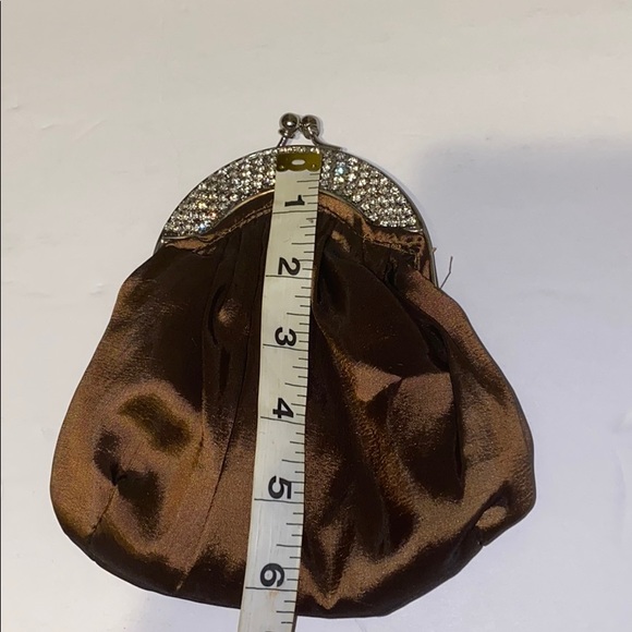 Brown evening bag w/crystals & kiss lock closure - Picture 12 of 12